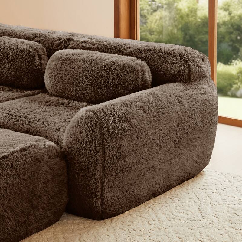 80" Boneless Couch L-Shaped Sofa for Living Room, Cloud Couch with Ottoman, Sectional Deep Seat Couches with Throw Pillows