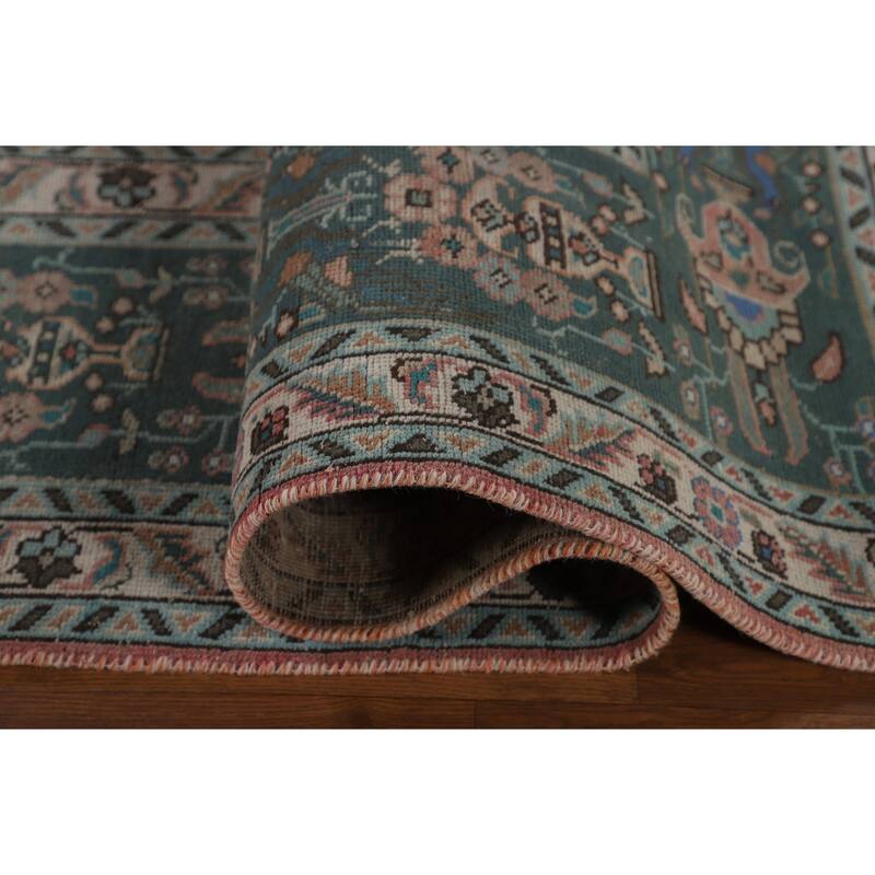 Over Dyed Pink Tabriz Persian Vintage Rug Handmade Wool Carpet - 9'9"x 12'7"