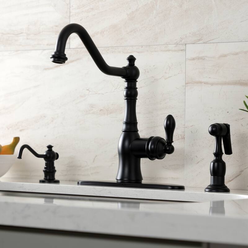American Classic Single-Handle Kitchen Faucet with Brass Sprayer