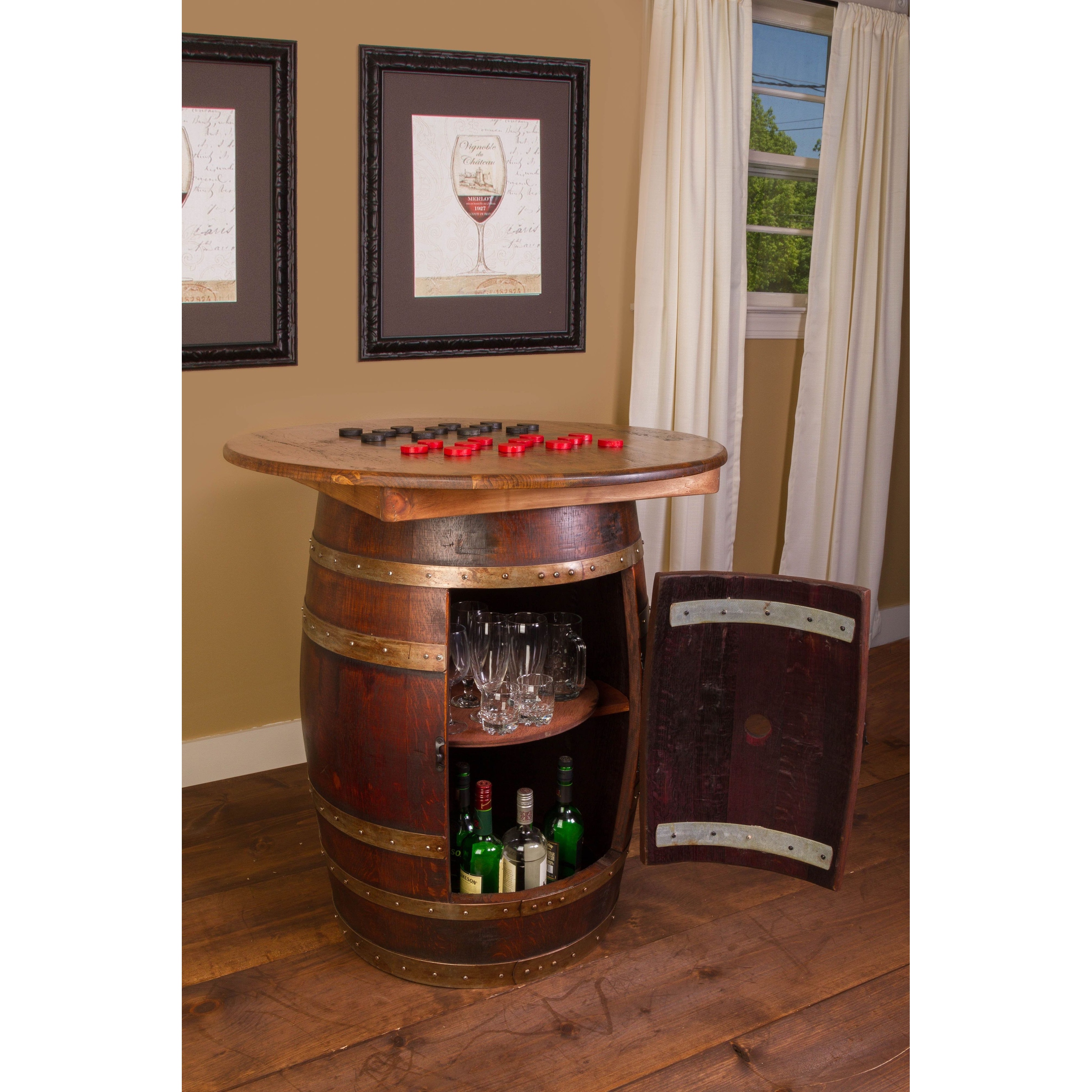 Barrel table with storage store