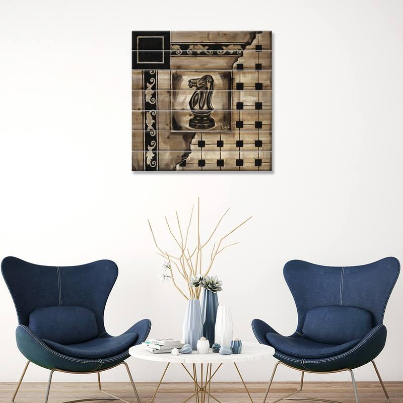Chess I Print On Wood by Wendy Fields - Multi-Color