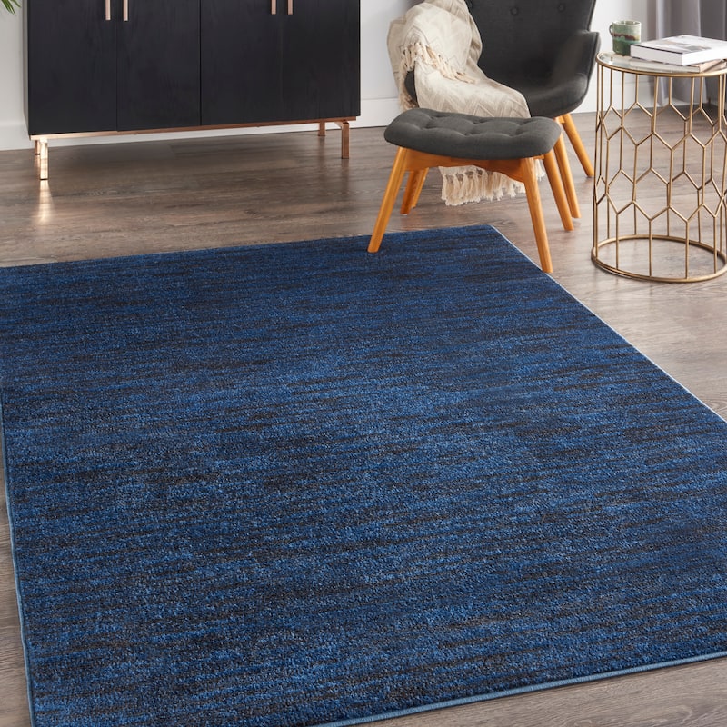 Nourison Essentials Solid Contemporary Indoor/Outdoor Area Rug - 6' x 9' - Midnight