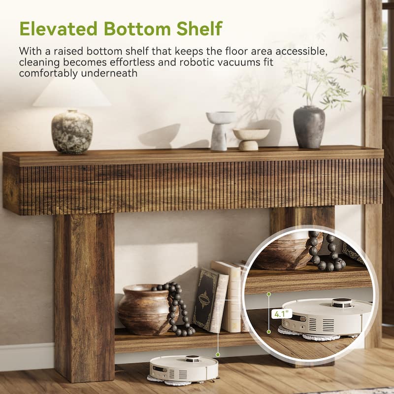 Rustic Entryway Console Table with 2-tier Storage Shelf, Sofa Table