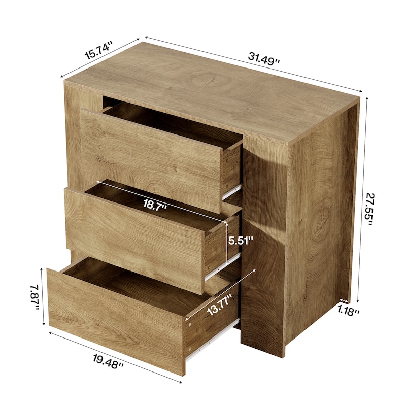 Oversized Nightstand with Drawers, 31.5-Inch Night Stand for Bedroom, Extra Large Bedside Table, Side End Table for Living Room