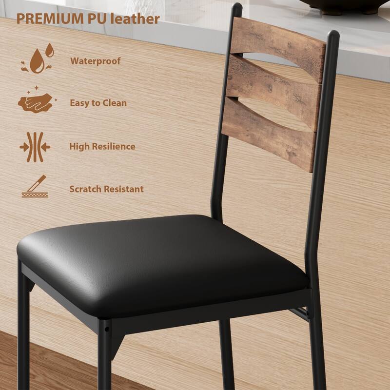 Bar Stools Set of 2 - Thick Cushioned Faux Leather Stools with Islamic Geometric Backrest, Gold Accent Footrest