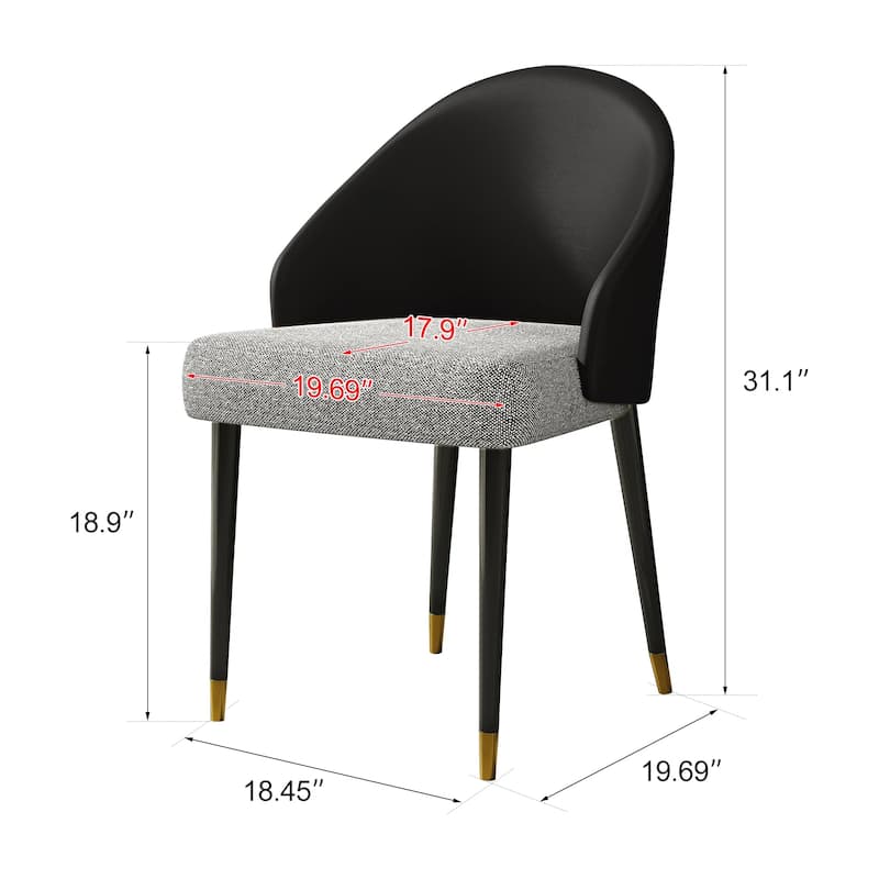 Modern Faux Leather and Fabric Upholstered Back Armchair Dining Chair Or Side Chair (Set of 4)