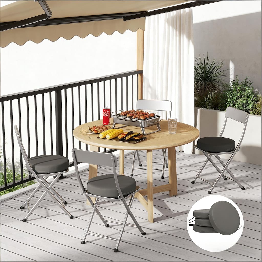 GDFStudio - Round Outdoor Bistro Chair Cushions with Foam Padding ( Set of 4 )