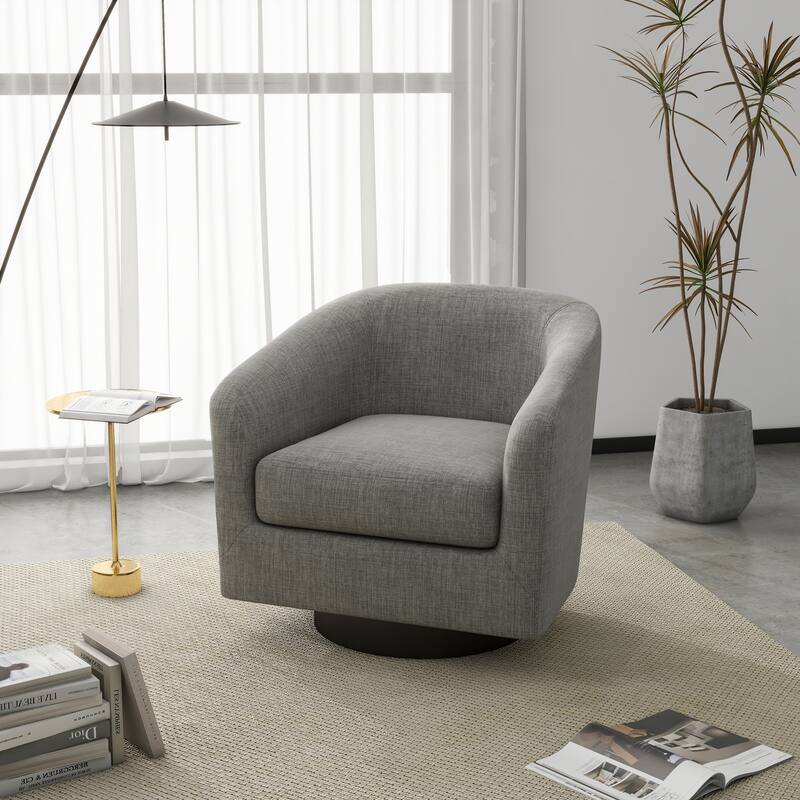 Modern 360°Swivel Accent Chairs Barrel Armchairs - Regular: 27.75"W x 26.75"D x 26.25"H - Fabric-Light Grey-Regular