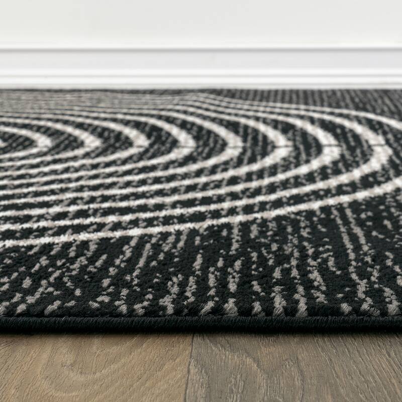 Contemporary Arch Black Ivory Gray Stylish Area Rug for Any Room