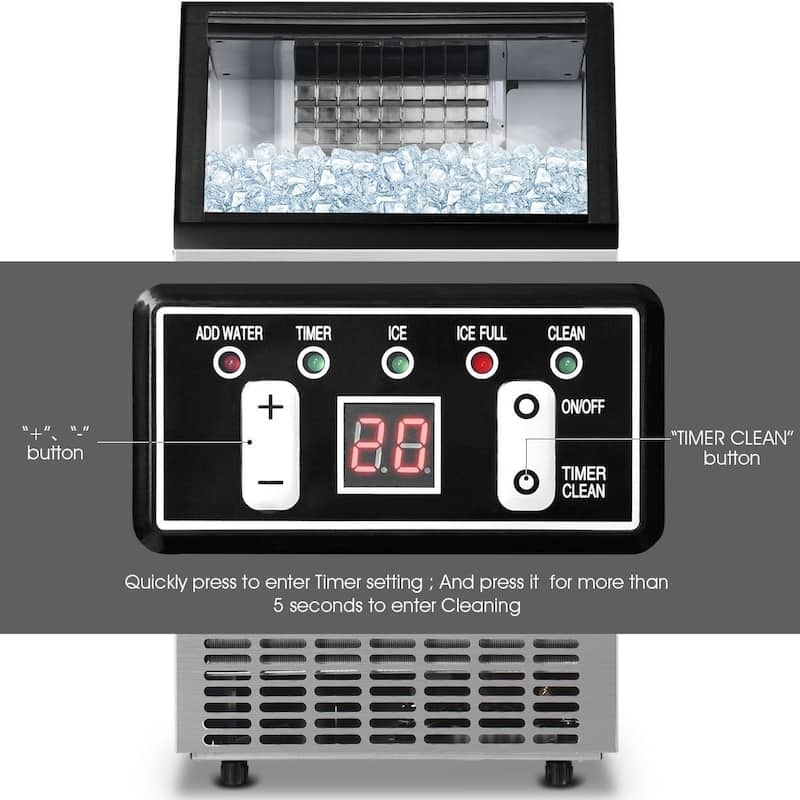 Portable Built-In Stainless Steel Commercial Ice Maker - 17.6" x 15.7" x 31.3"