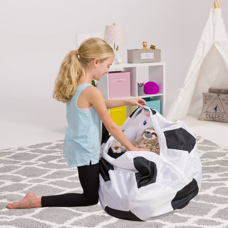 Kids Bean Bag Chair Cover Stuffed Animal Storage or Toy Organizer