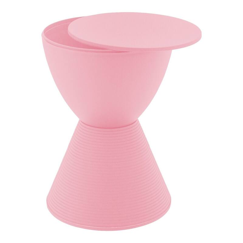Boyd Round Side Table with Ribbed Design Base - Accent Hourglass End Table with Removable Lid for Living Room & Bedroom