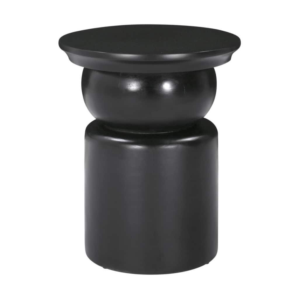 20" Geometric Drum Black Round Solid Wood Side End Table with Pedestal for Entryway or Living Room - 19.7”H x 16”W x 16”L