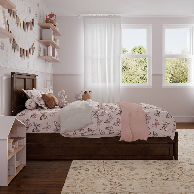 Felicity Platform Bed with Panel Footboard and Twin Trundle