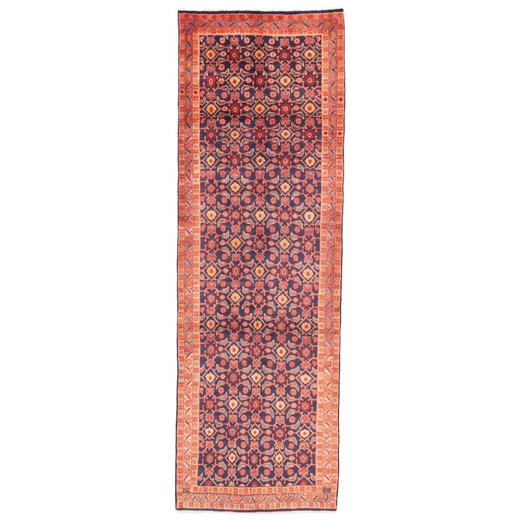 ECARPETGALLERY Hand-knotted Andelz Dark Navy Wool Rug - 3'7 x 10'10