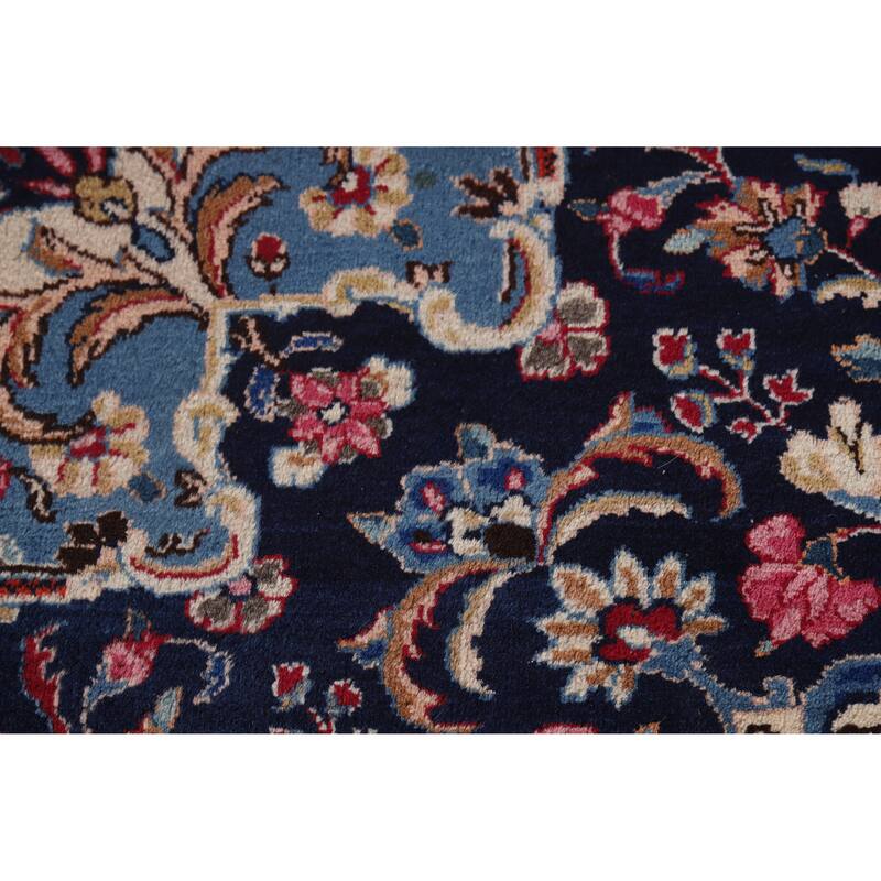Floral Red Mashad Persian Area Rug Hand-Knotted Wool Carpet - 10'1" x 12'11"
