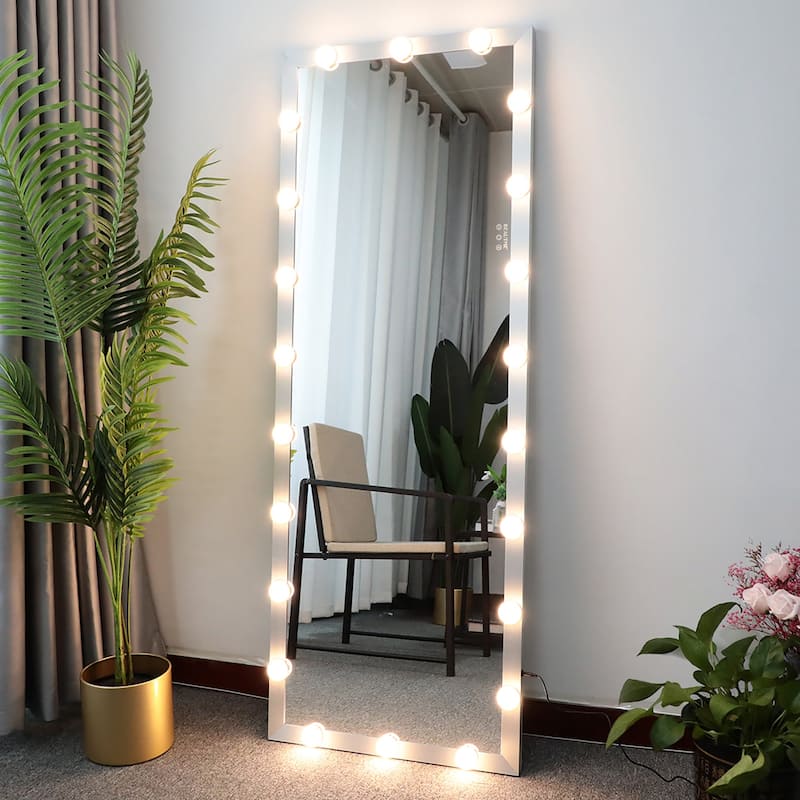 63 Inch Rectangular Framed Dimmable Wall Mounted LED Full Length Mirror