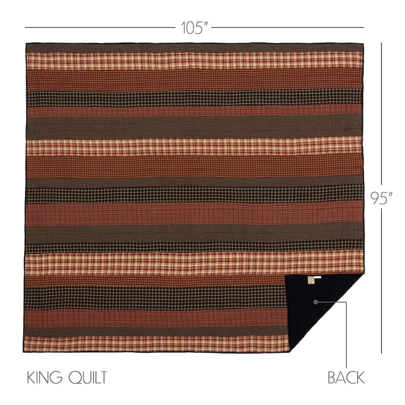 Red Rustic Bedding VHC Beckham Quilt Cotton Striped Patchwork