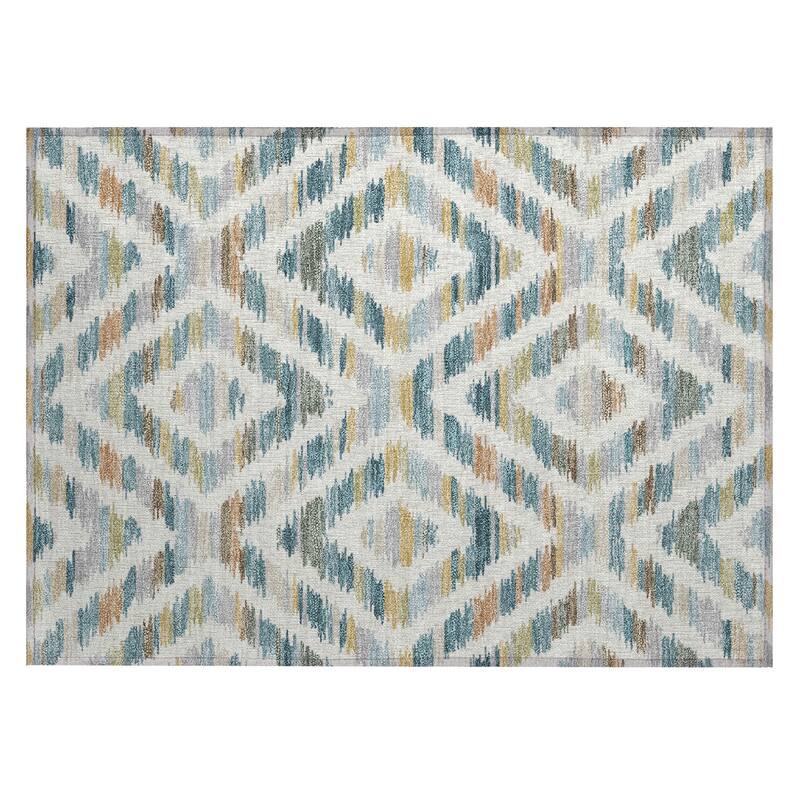 Machine Washable Indoor/ Outdoor Global Diamdon Chantille Rug