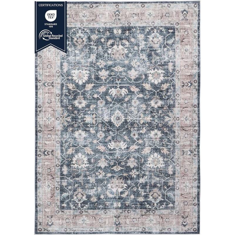 Delara Machine Washable Area Rug, Soft & Durable, Non-Slip Backing, Eco- Friendly GRS certified