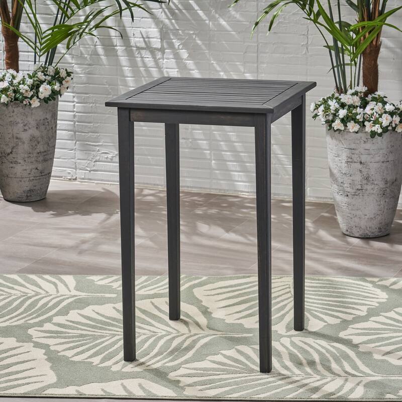 Outdoor Minimalist Wood Square Bar Table - Dark Gray