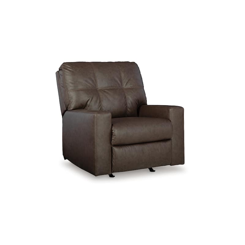 Barl Manual Recliner Chair, 35 Inch Tufted Dark Brown Faux Leather