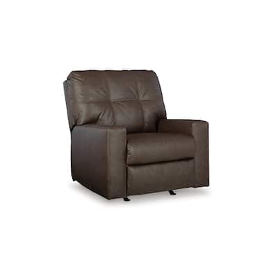 Barl Manual Recliner Chair, 35 Inch Tufted Dark Brown Faux Leather