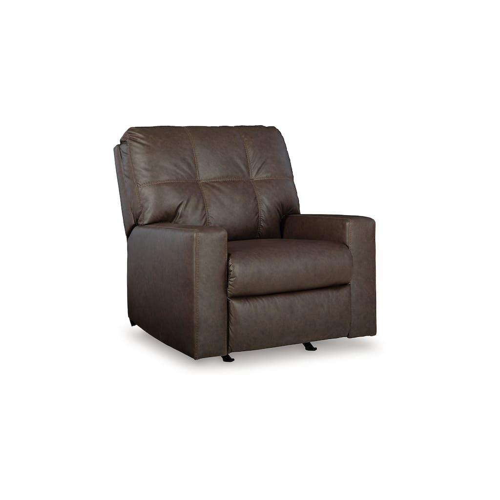 Barl Manual Recliner Chair, 35 Inch Tufted Dark Brown Faux Leather
