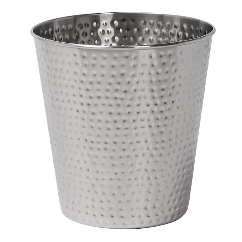 happimess Axel Modern Minimalist Hammered Steel 2-Gallon Wastebasket - Brushed Steel - Single