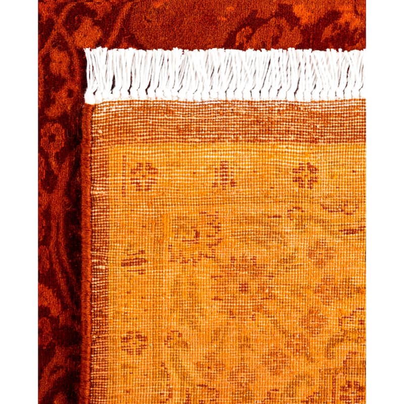 Overdyed One-of-a-Kind Hand-Knotted Area Rug - Orange - 3' 2" x 4' 10"