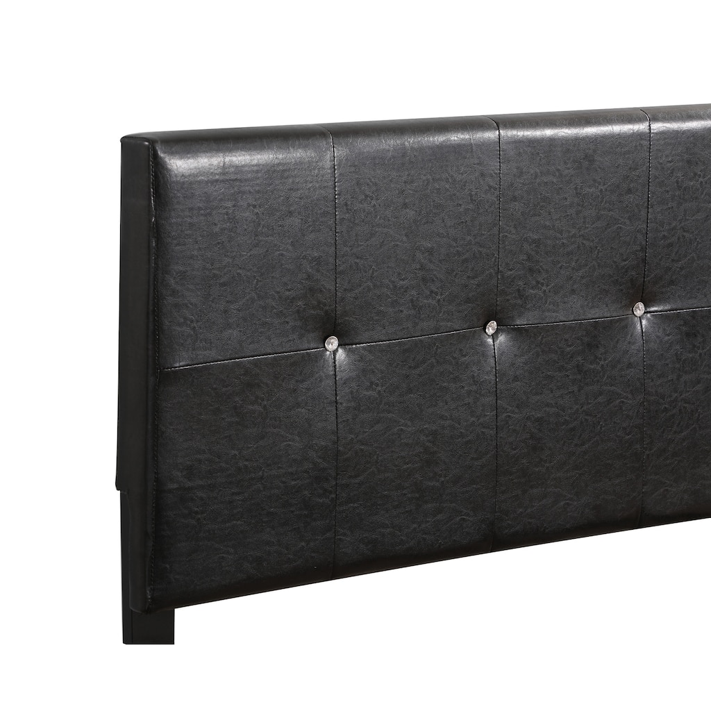 Renaissance Romance King Bed - Jeweled Tufted Leather Headboard - Embossed Wood Finish Panel Bed - 79"L x 85"W x 53"H