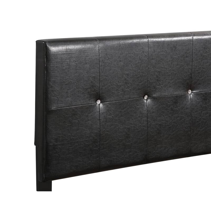 Renaissance Romance King Bed - Jeweled Tufted Leather Headboard - Embossed Wood Finish Panel Bed - 79"L x 85"W x 53"H