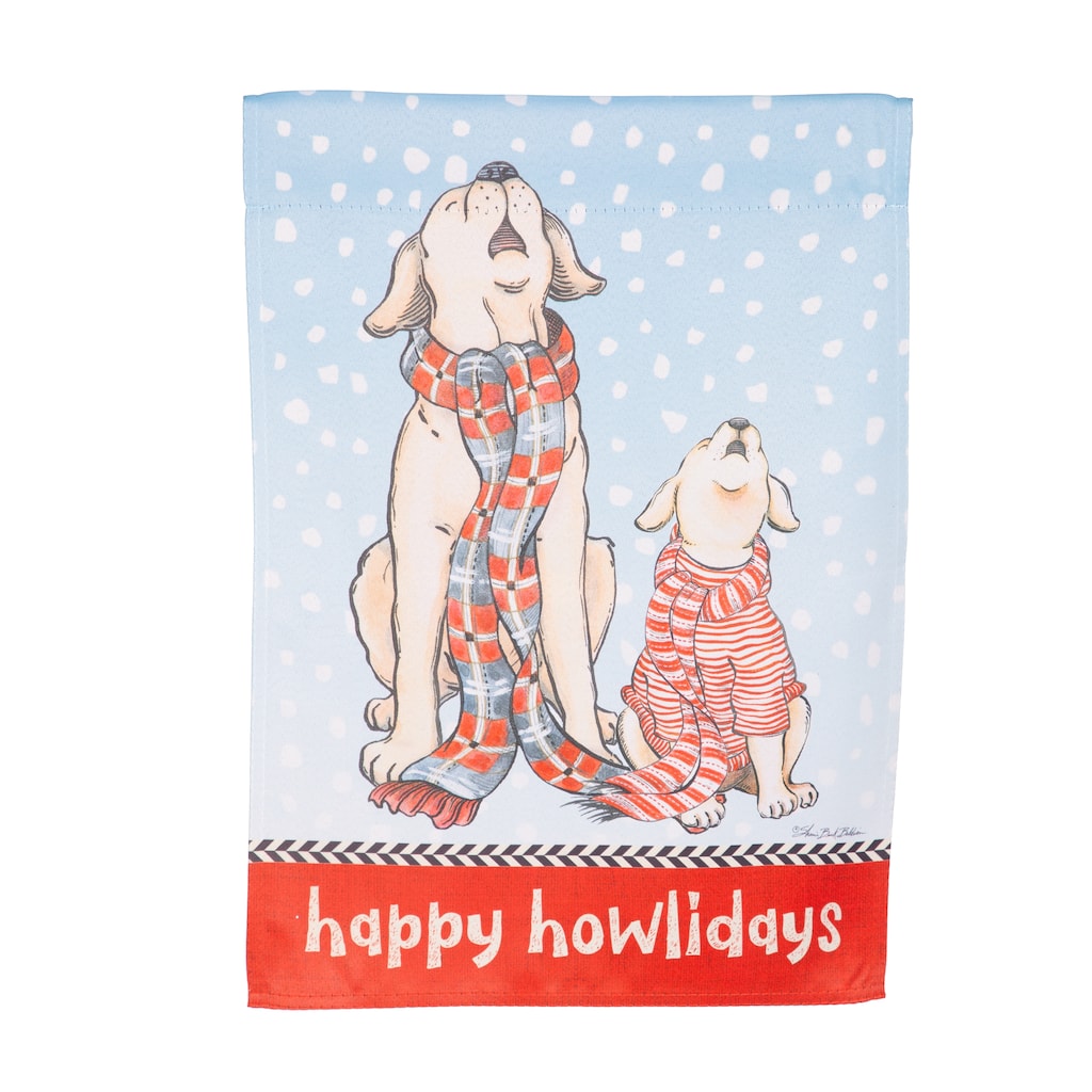 12.5 in. x 18 in. Winter Pups Suede Garden Flag - Multicolor - 12.5 in x 18 in