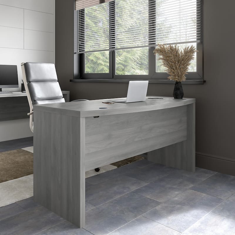 Echo 60W Bow Front Desk by Bush Business Furniture - Modern Gray