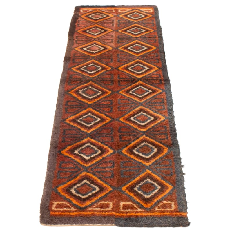 ECARPETGALLERY Hand-knotted Afghan Shiravan Red Wool Rug - 2'11 x 10'0