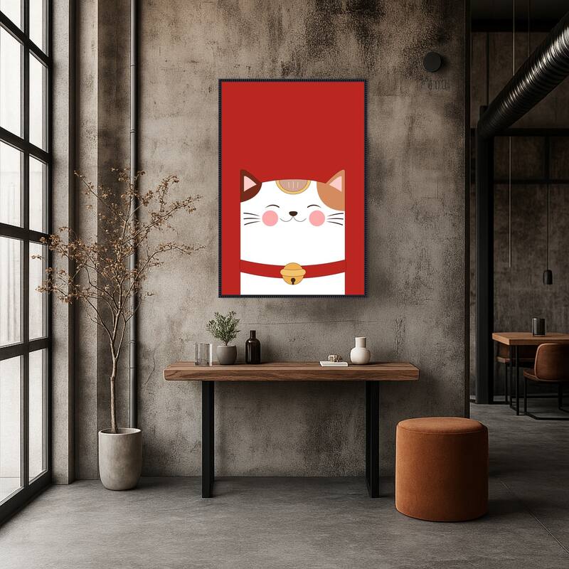 Good Luck Charm Cat by Xuan Thai Framed Canvas Wall Art Print