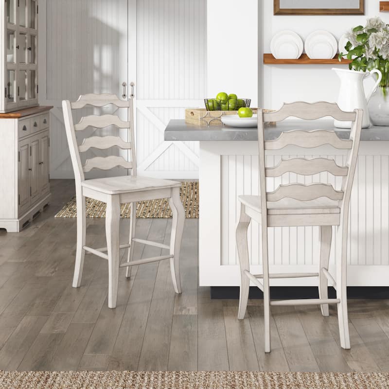 Eleanor French Ladder Back Wood Counter Chair (Set of 2) by iNSPIRE Q Classic