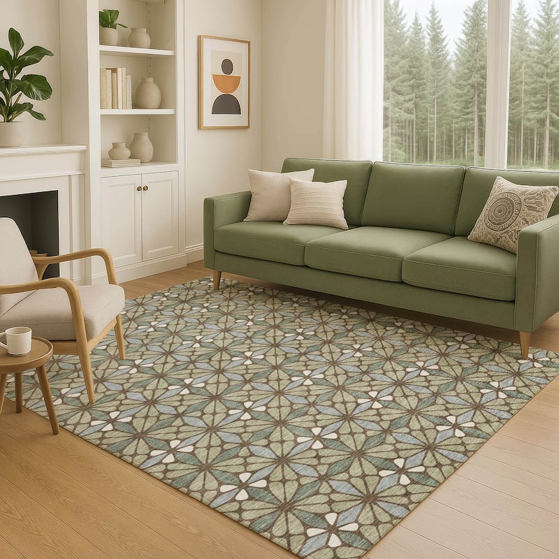 Machine Washable Indoor/ Outdoor Mosaic Pablo Chantille Rug