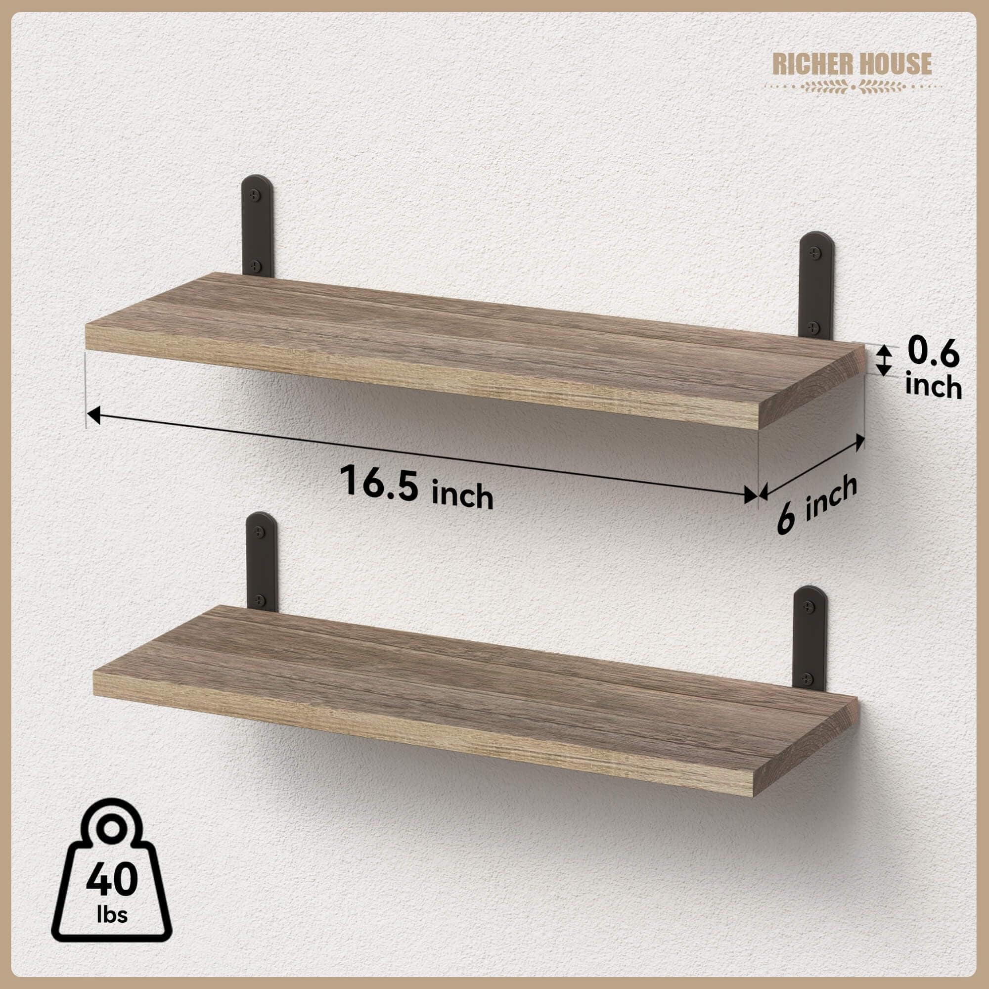 Rustic Wood Shelves Set of 2, Farmhouse Style Floating Shelf for Wall  Décor, Hanging Shelves for Room - Bed Bath \u0026 Beyond - 42467540, image size:2000x2000