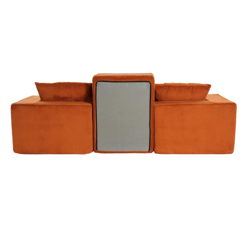 101.18" Corduroy Modular Sectional Sofa with Ottoman, No Assembly Required