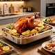 preview thumbnail 1 of 8, Roasting Pan 15.6" with V-Shaped Rack Non-Stick Heavy-Duty Steel