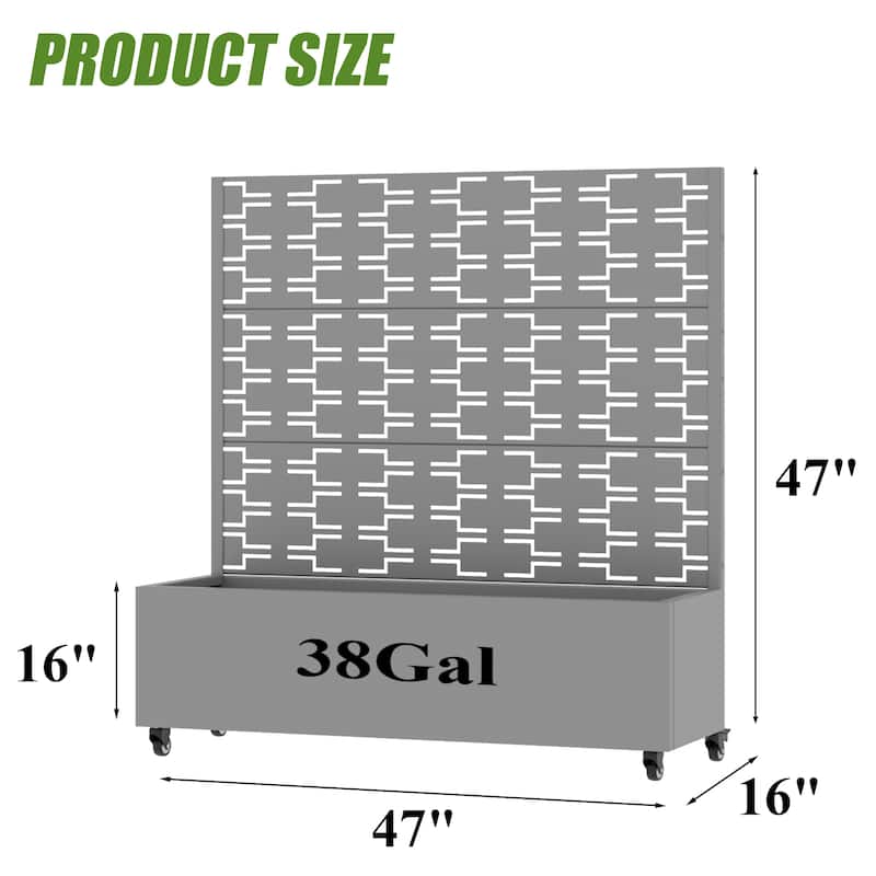 Metal Planter Box with Trellis Privacy Screen Planter Box with Lockable Wheels