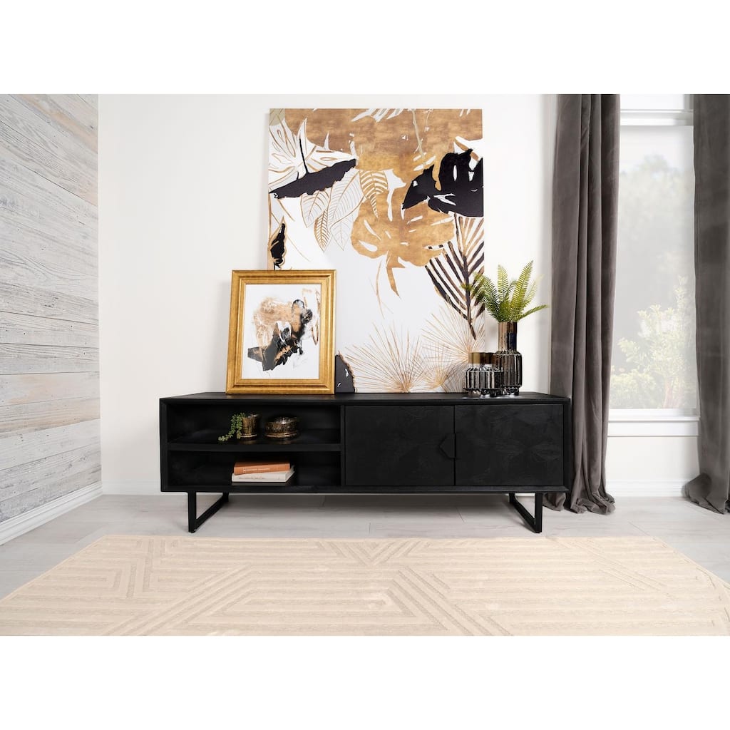 Manaya Charcoal Black 2-Door Wood 70" TV Stand