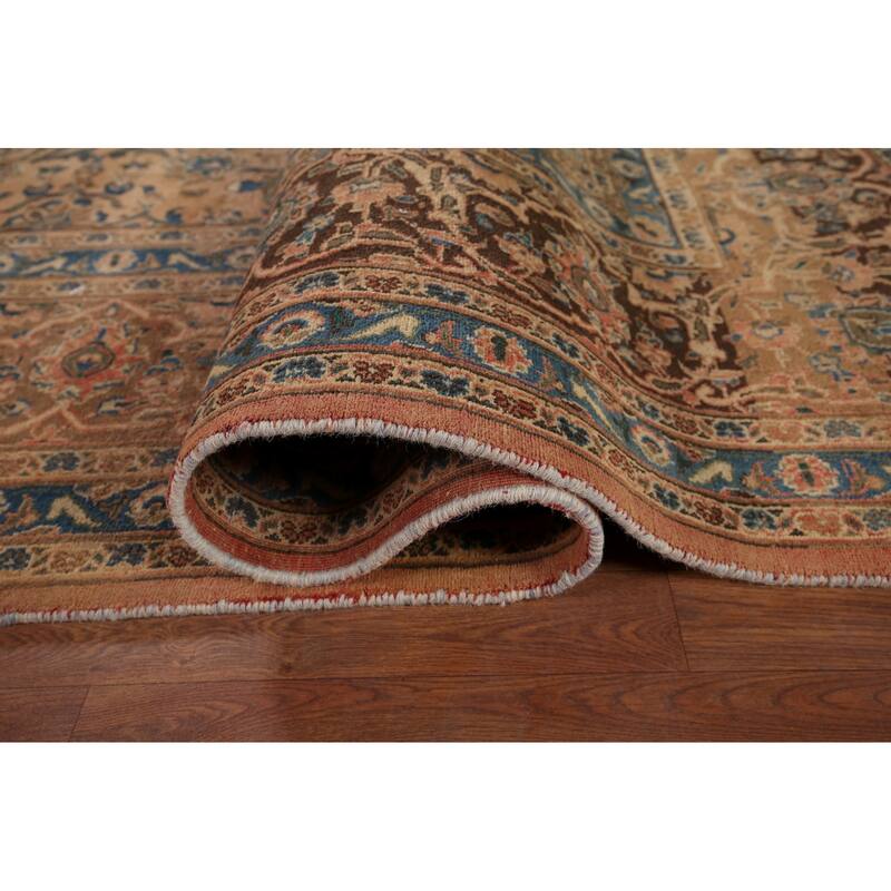 Traditional Mashad Vintage Persian Rug Hand-Knotted Wool Carpet - 9'8" x 12'5"