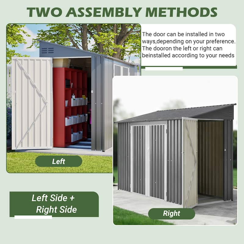 GDFStudio - Lucas All-Weather Outdoor Heavy Duty Metal Storage Shed with Robust Construction and Easy Assembly
