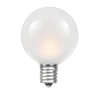25 Pack G50 Outdoor Patio Globe Replacement Bulbs, Frosted White, C7/E12 Base - Frosted White