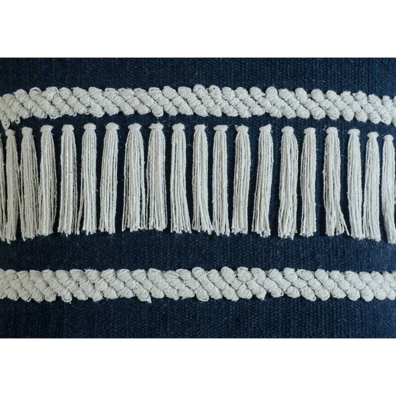 Handwoven Geometric Textured Square Throw Pillow - 20" - Blue and Cream