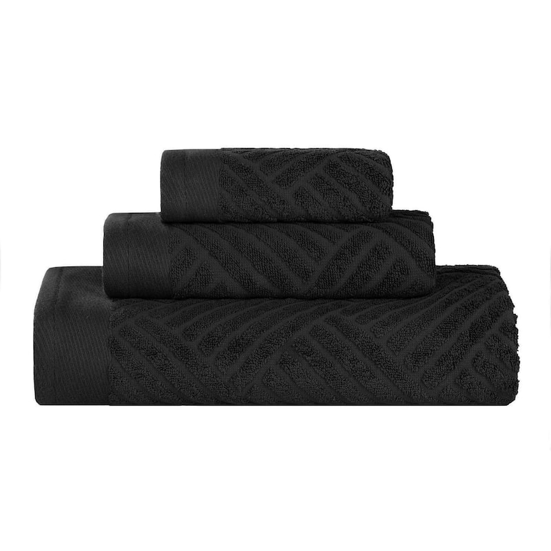 Superior Basketweave Egyptian Cotton Jacquard 3 Piece Assorted Towel Set
