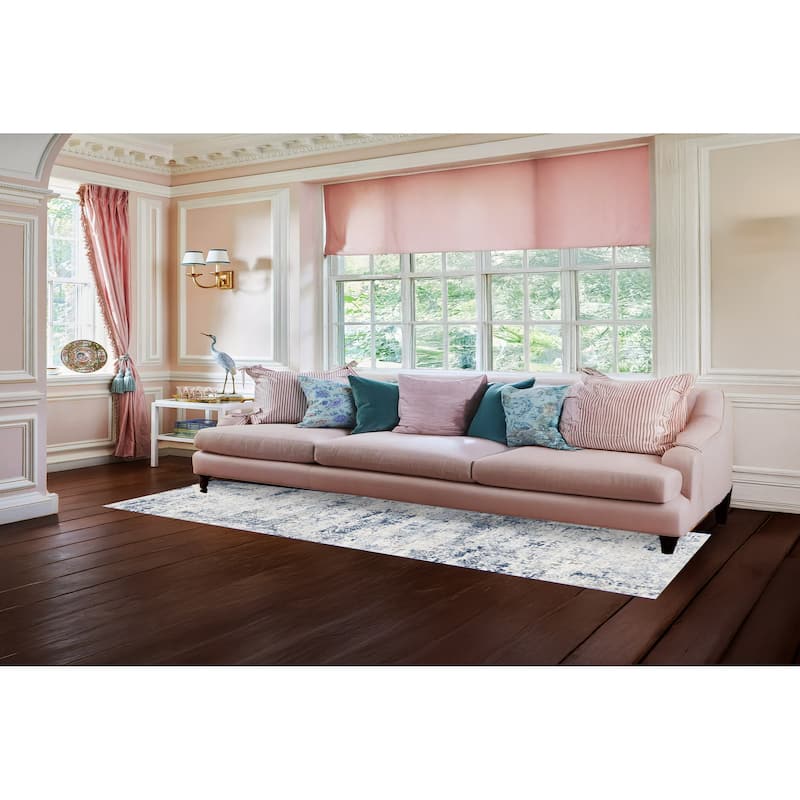 Dynamic Rugs Castilla Modern Area Rug - 2'2 X 7'7 - Grey/Blue