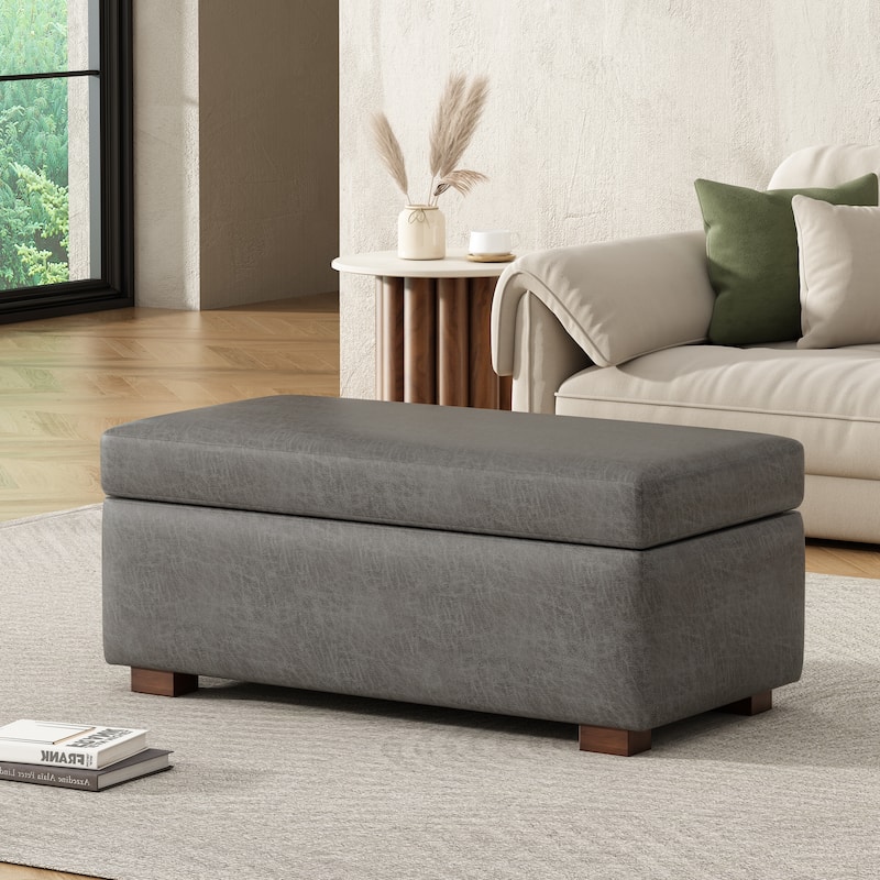 Christopher Knight Home- Aurelius Rectangle Chenille Storage Ottoman - Slate